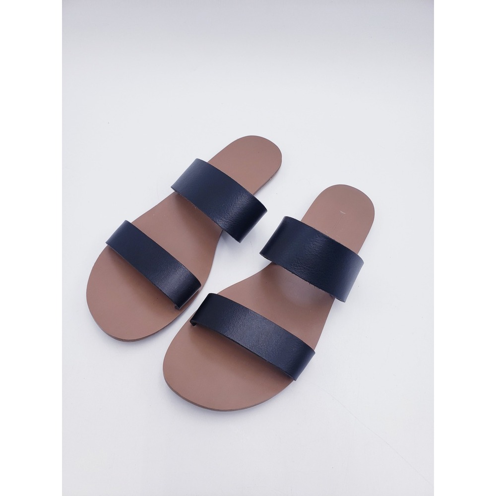 J Crew Boardwalk Slide Sandals Black Double Strap Womens Size  7